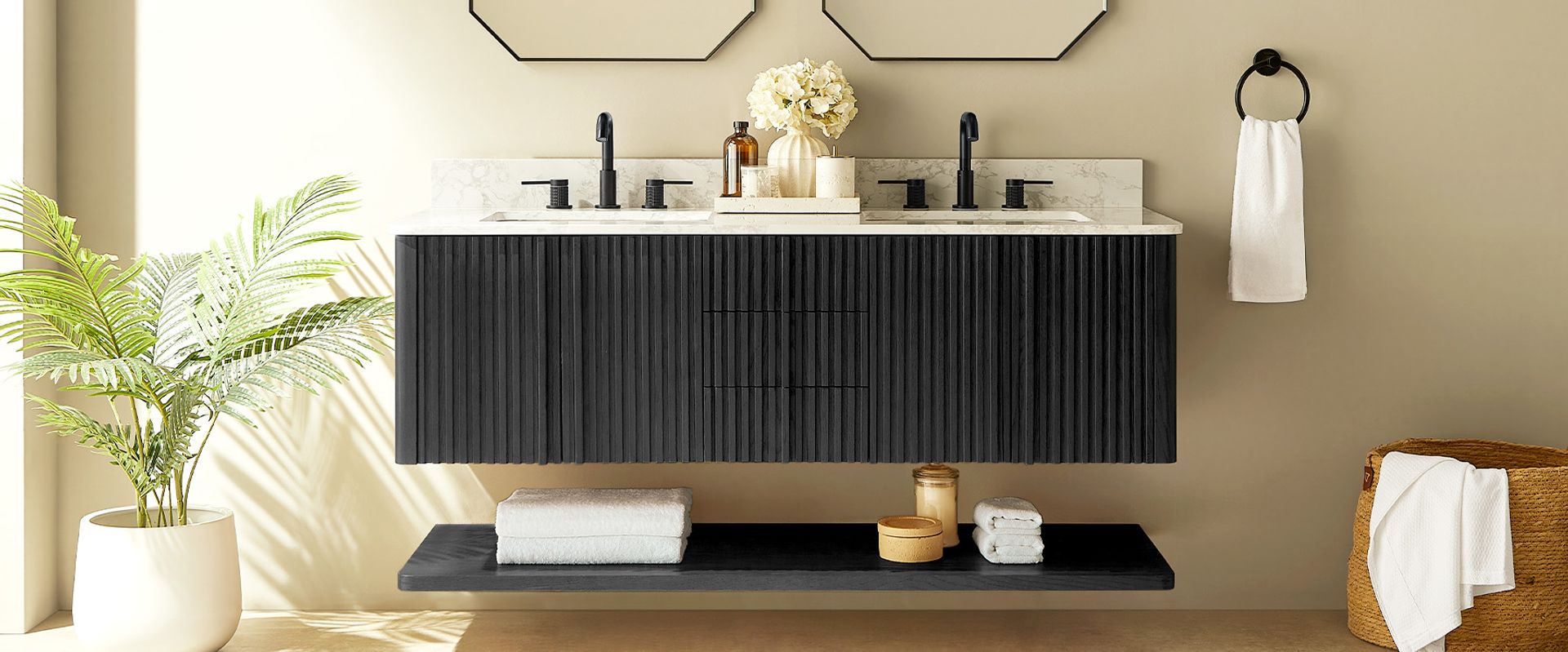 floating double vanity with sink