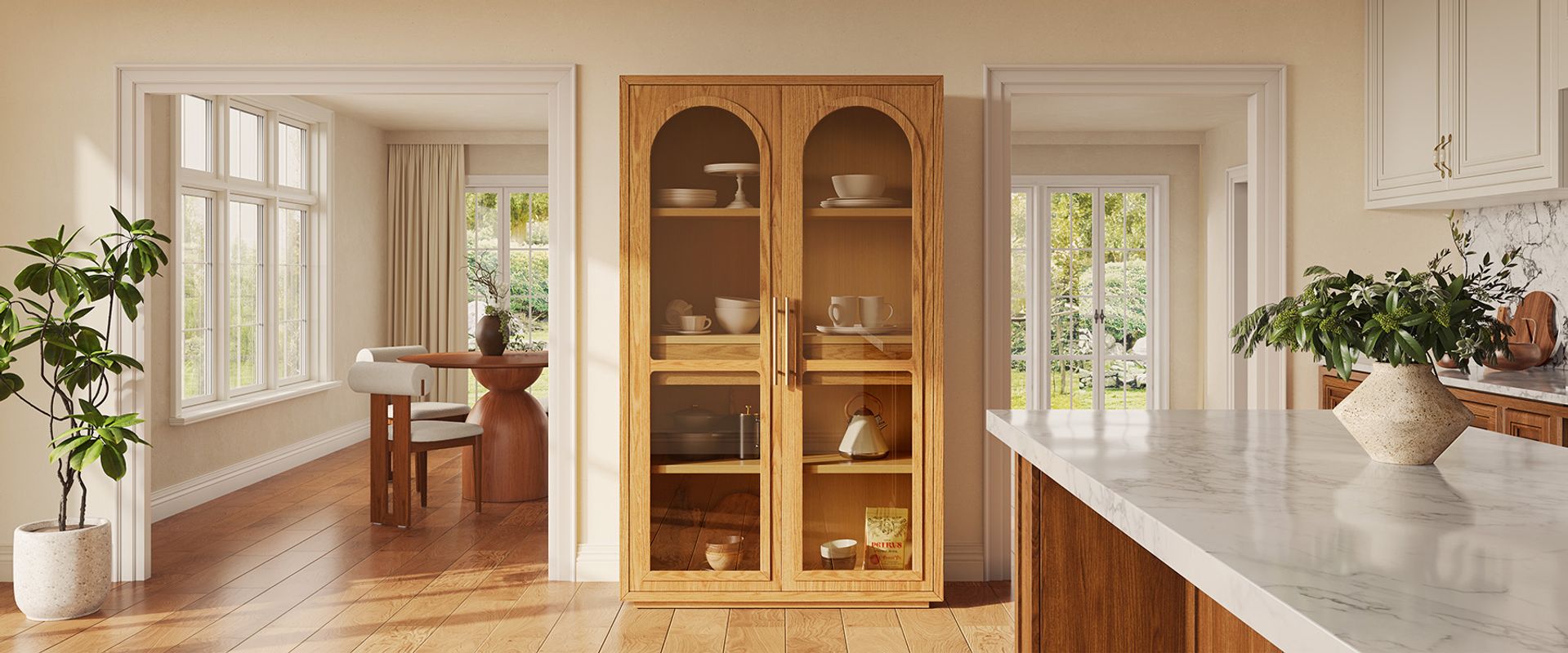 arched display cabinet