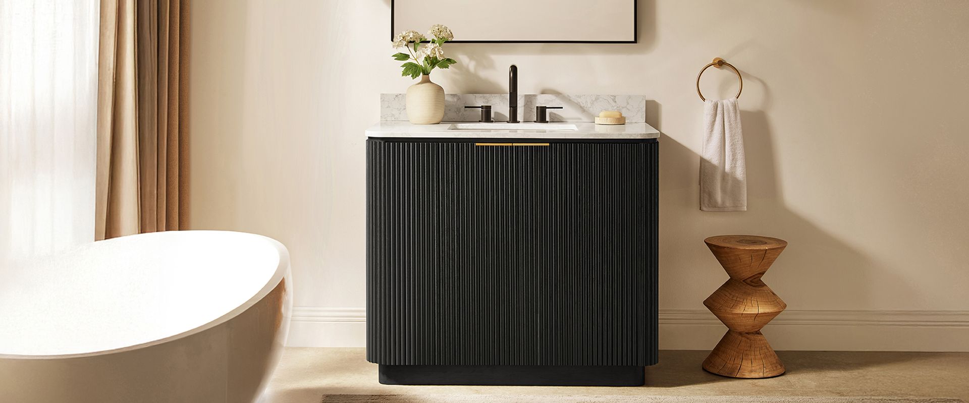 black single bathroom vanity