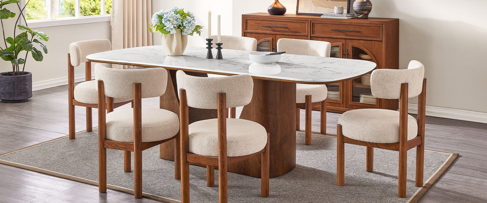 white stone dining table