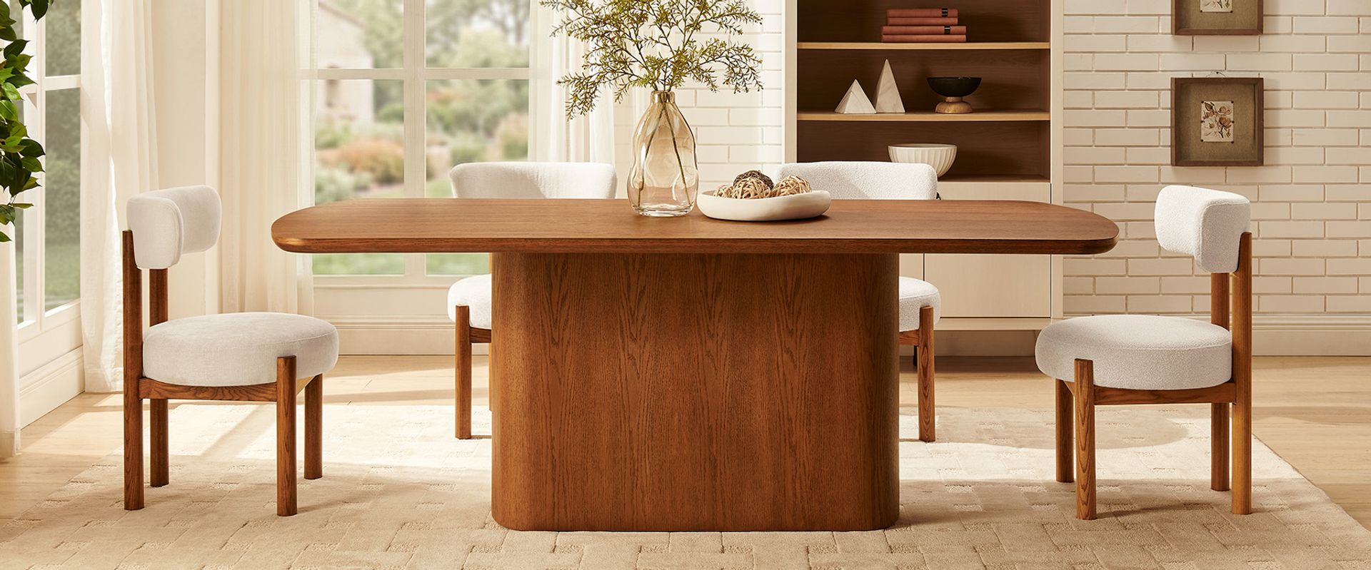 84 Inch Solid Wood Dining Table for Dining Room