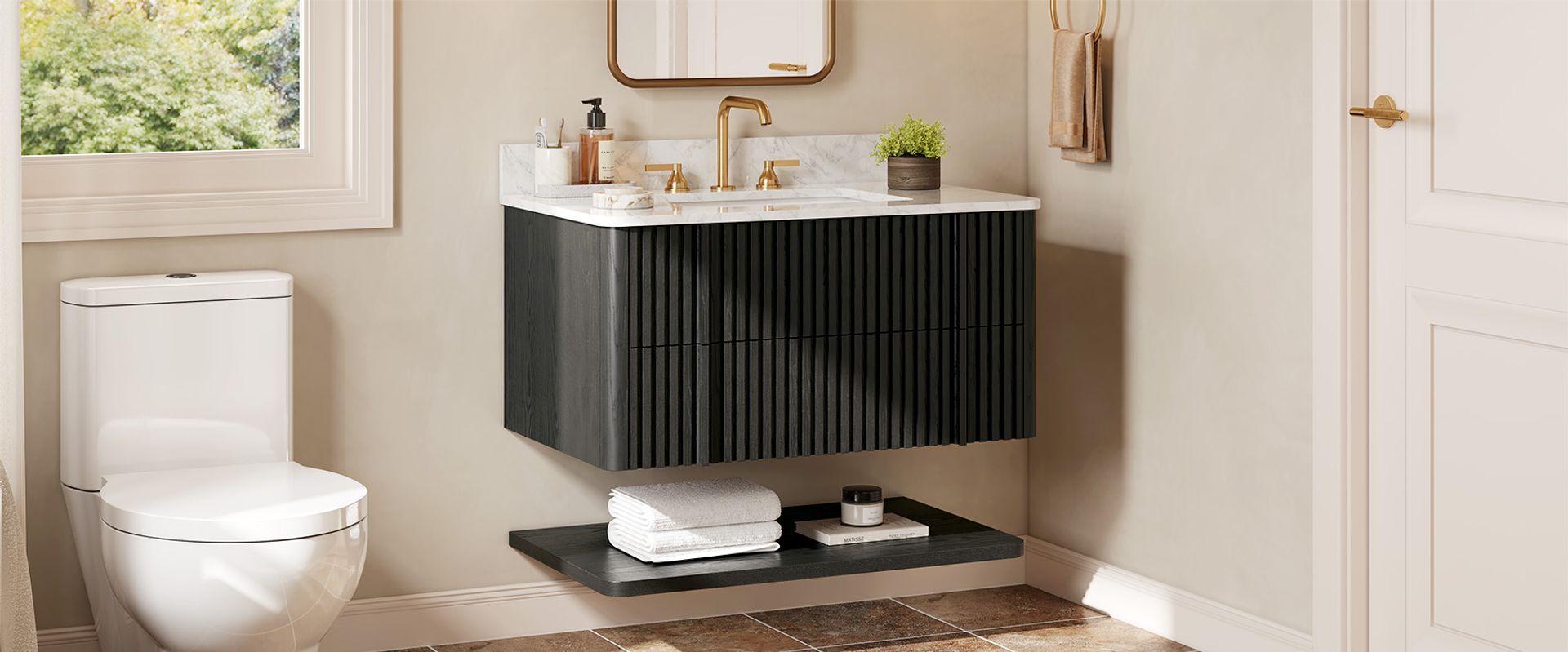 floating bathroom vanity with sink