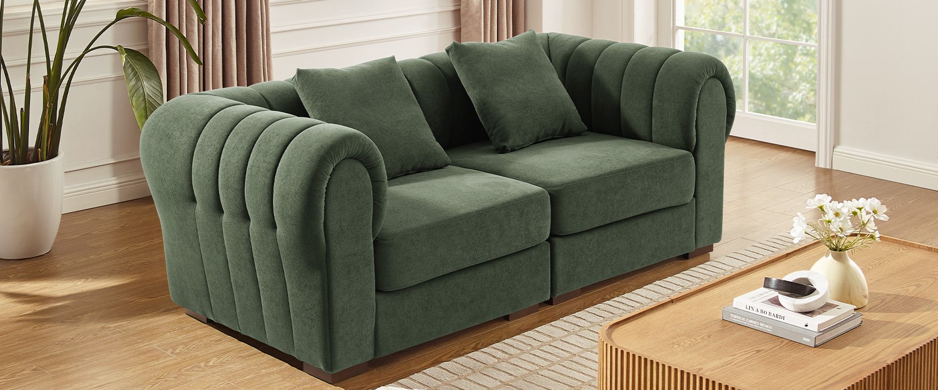 green loveseat sofa