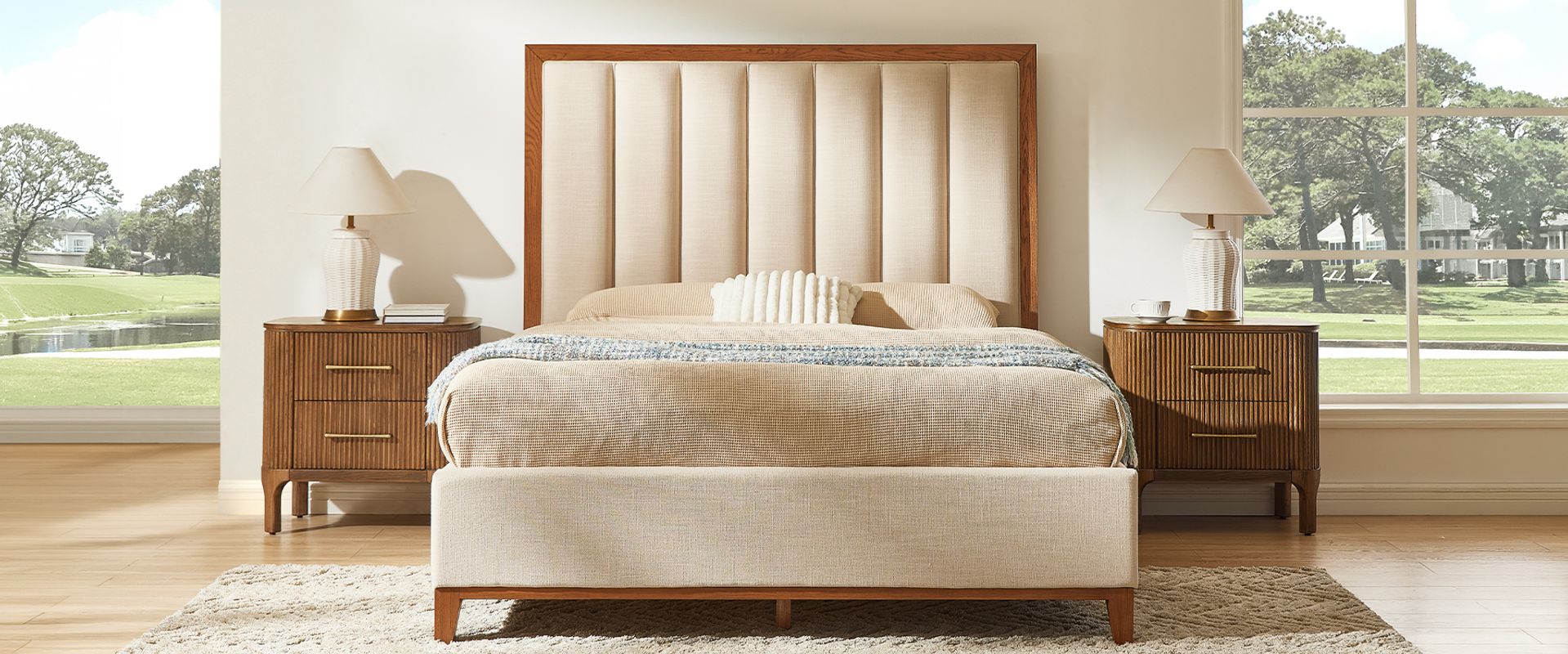 bed with headboard