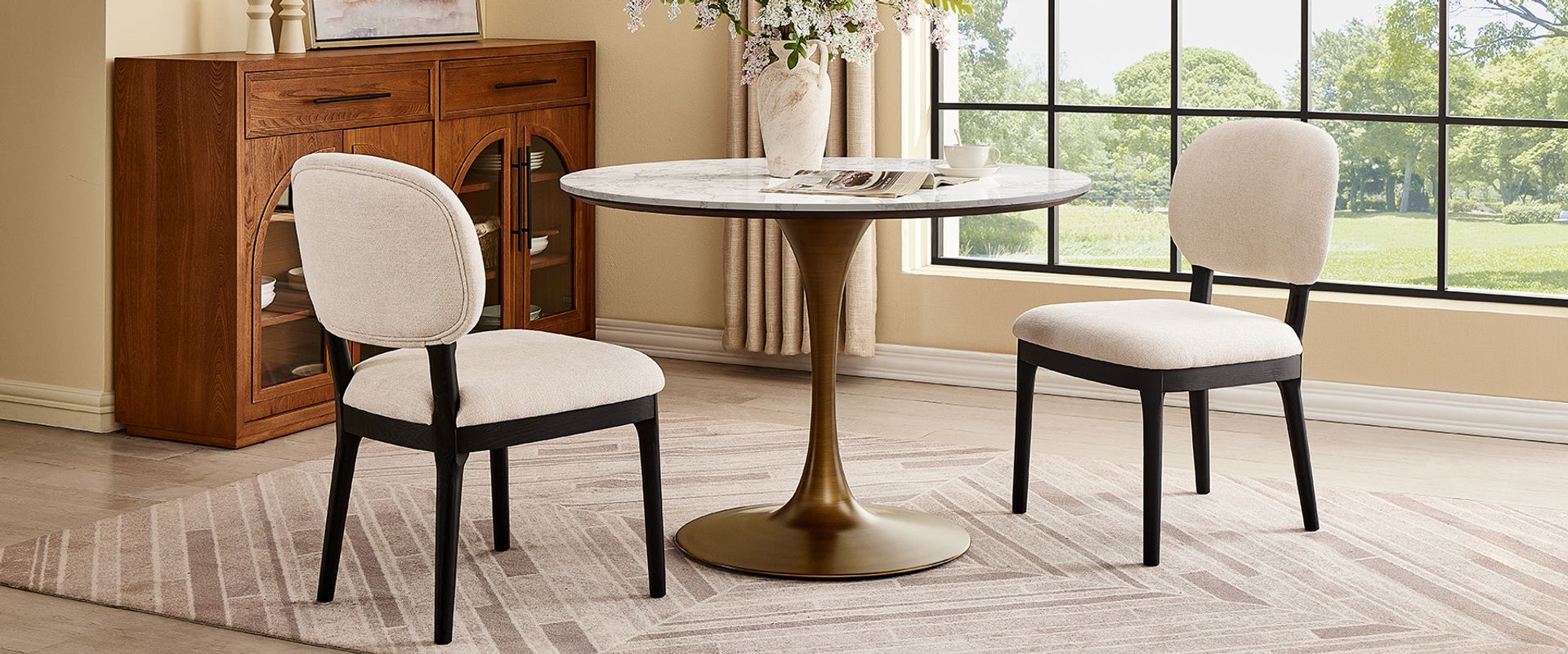 round stone dining table