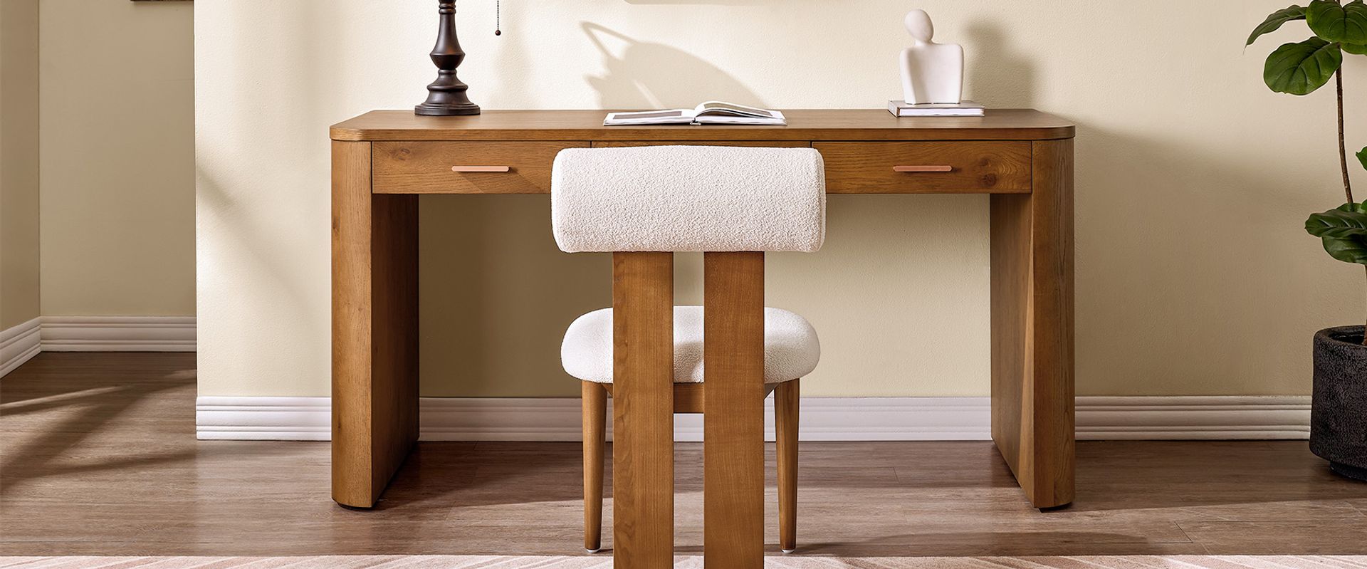 I shaped office desk with drawers