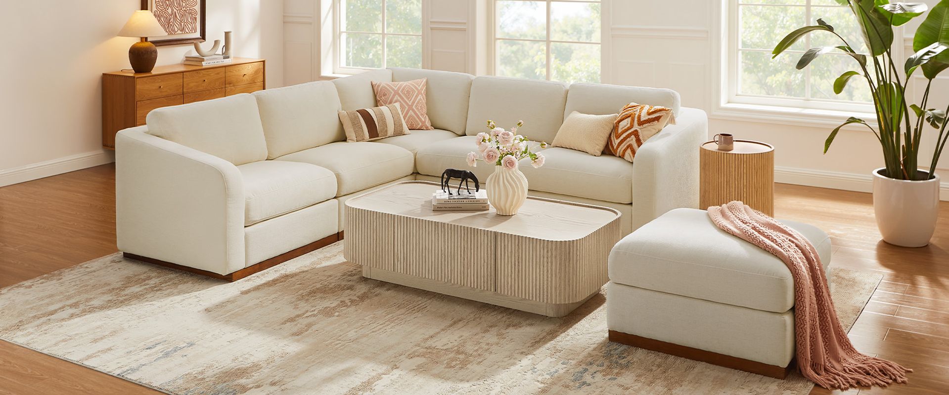 White sectional sofa