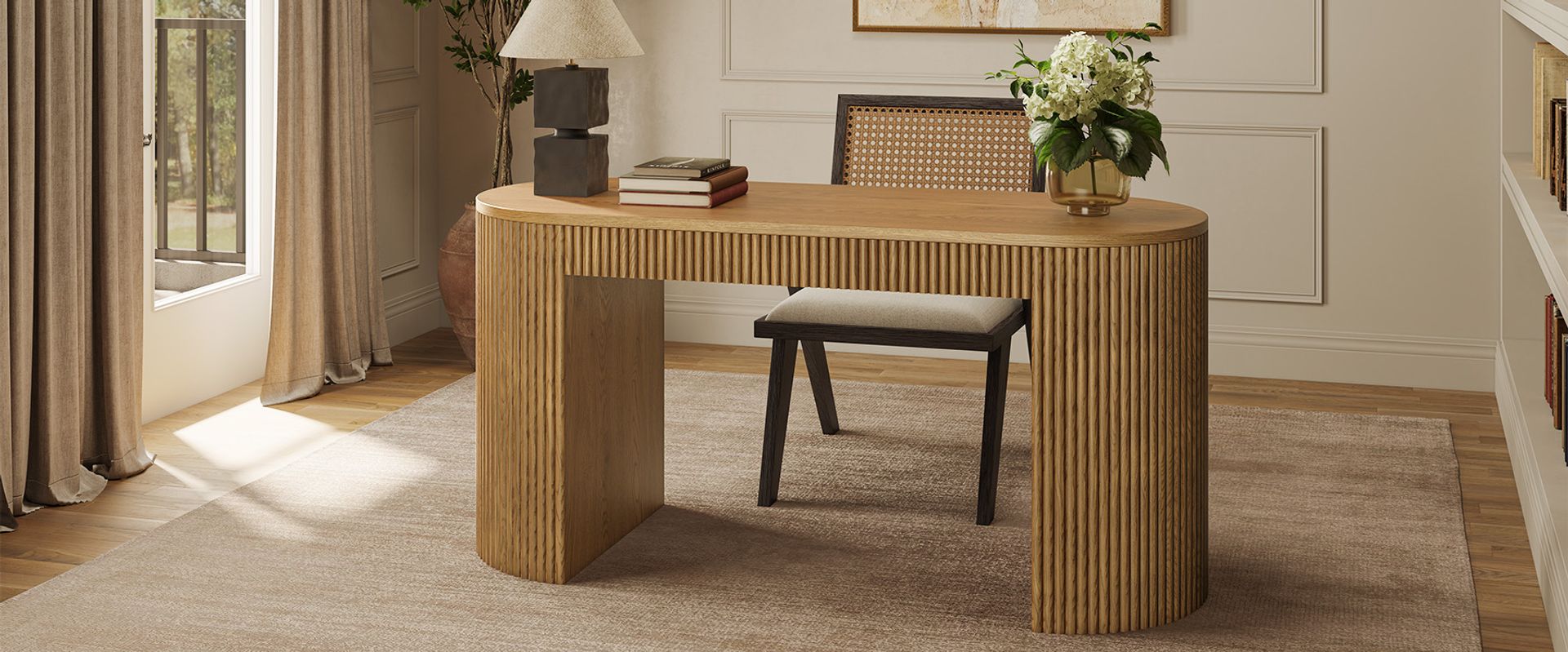 walnut office desk for working