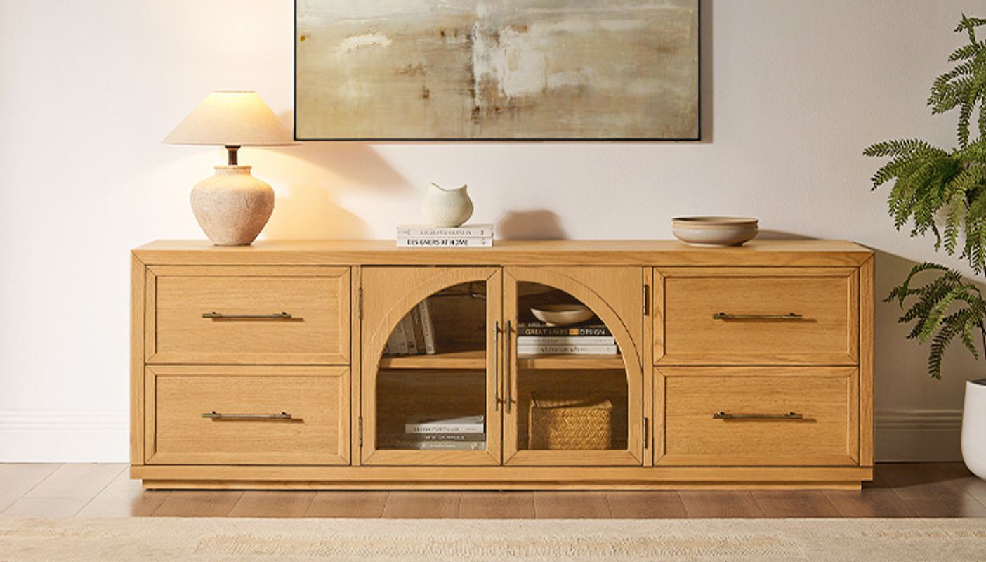 Valborg 80 inch TV Stand with 4 Drawers and Adjustable Shelves