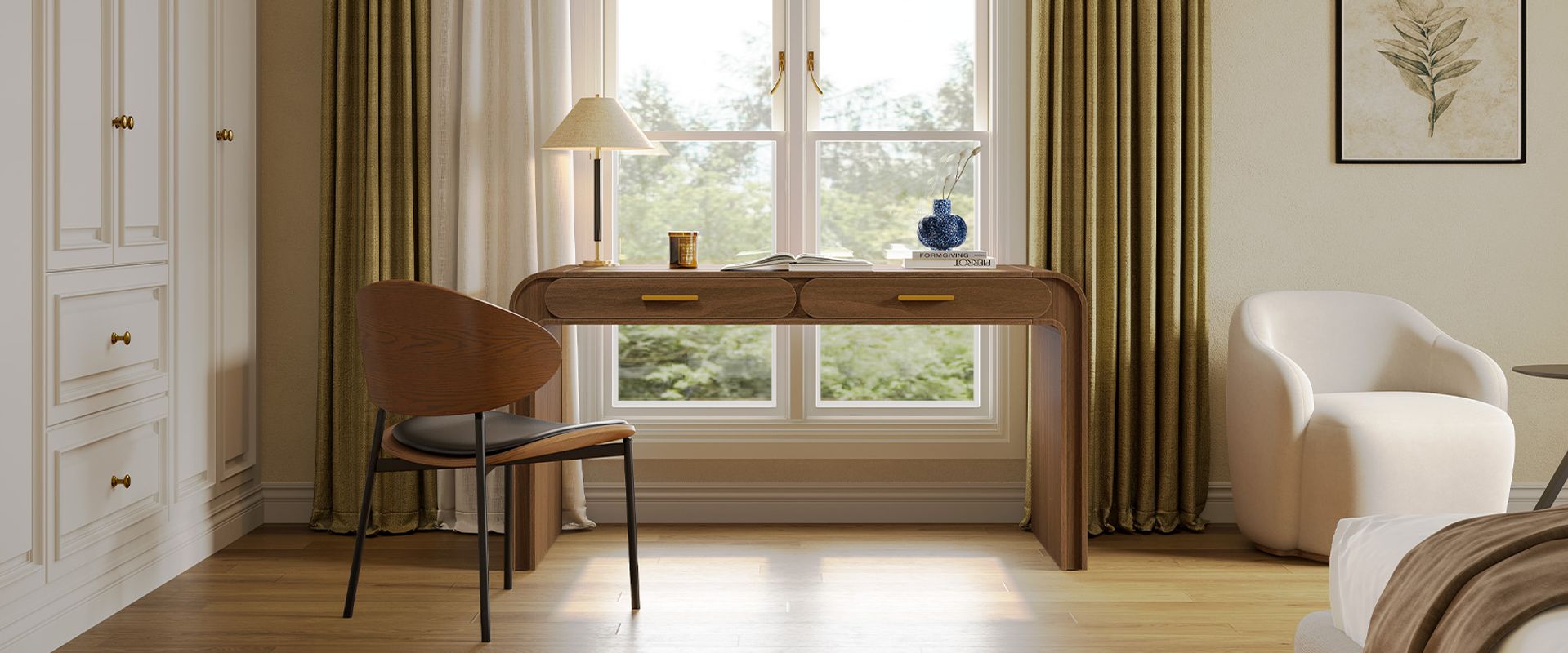 The desk is in the study.