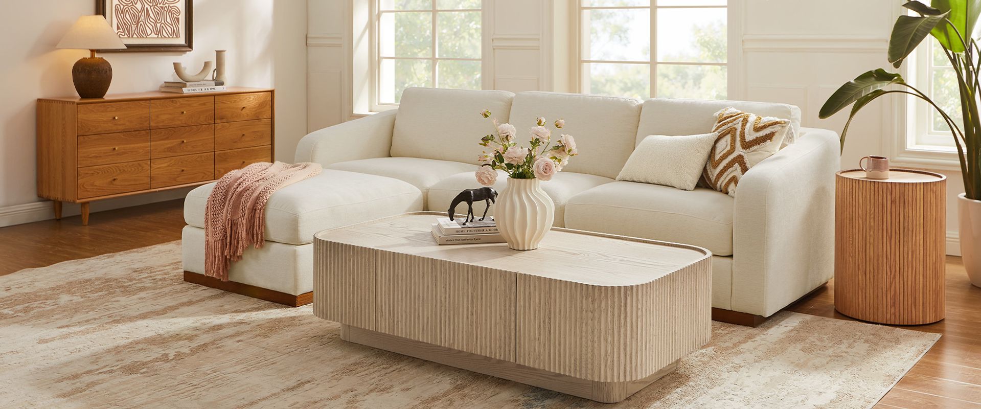 White sectional sofa