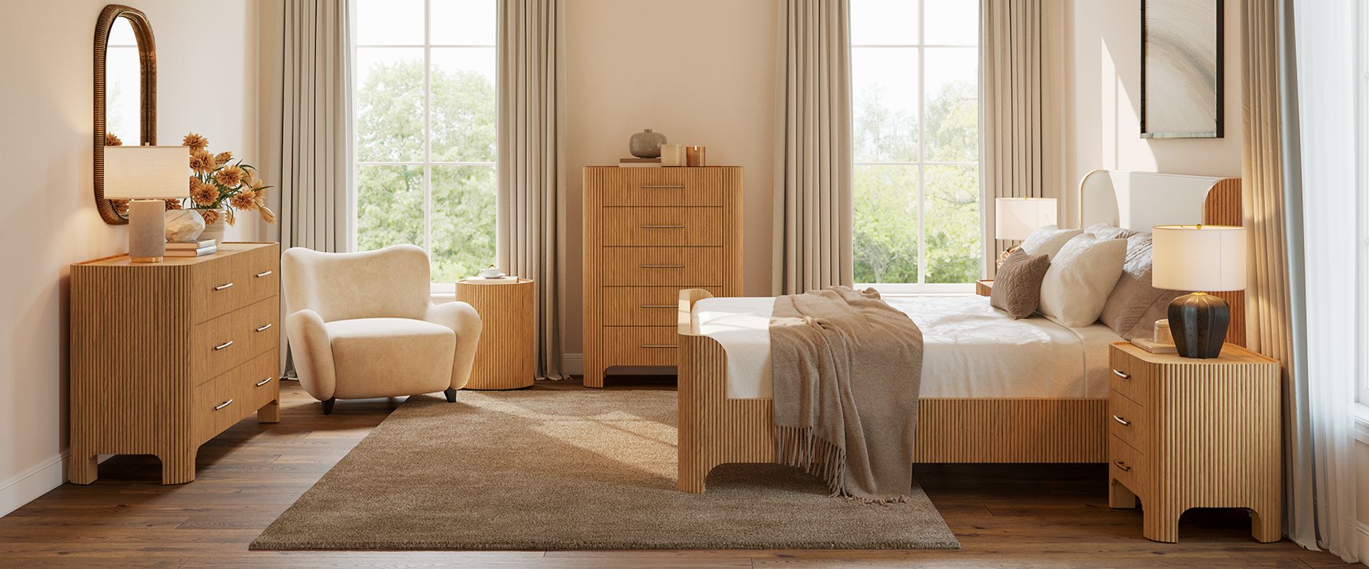 wood upholstered bed