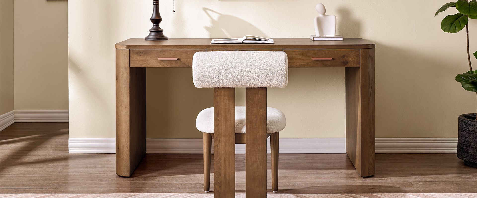 I shaped office desk with drawers