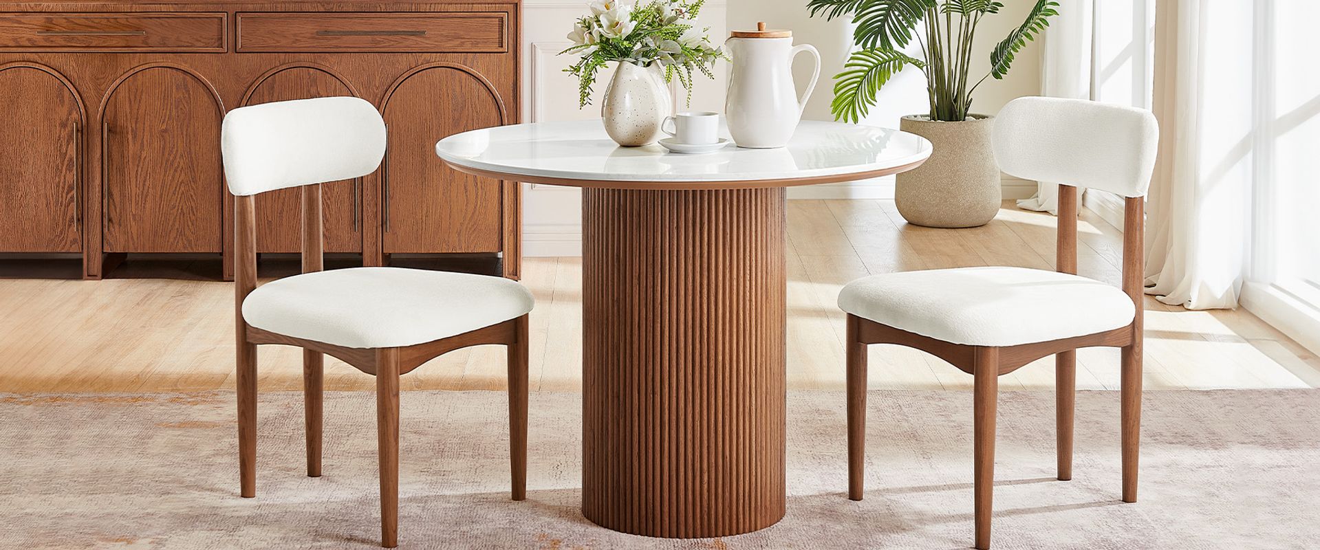 39" Small Marble Stone Dining Table for Breakfast Nook