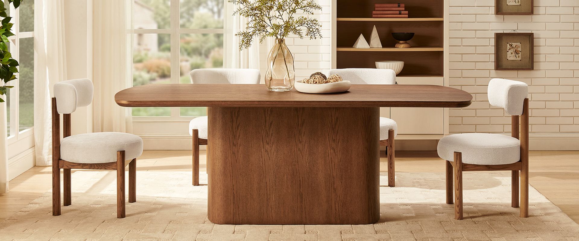 84 Inch Solid Wood Dining Table for Dining Room