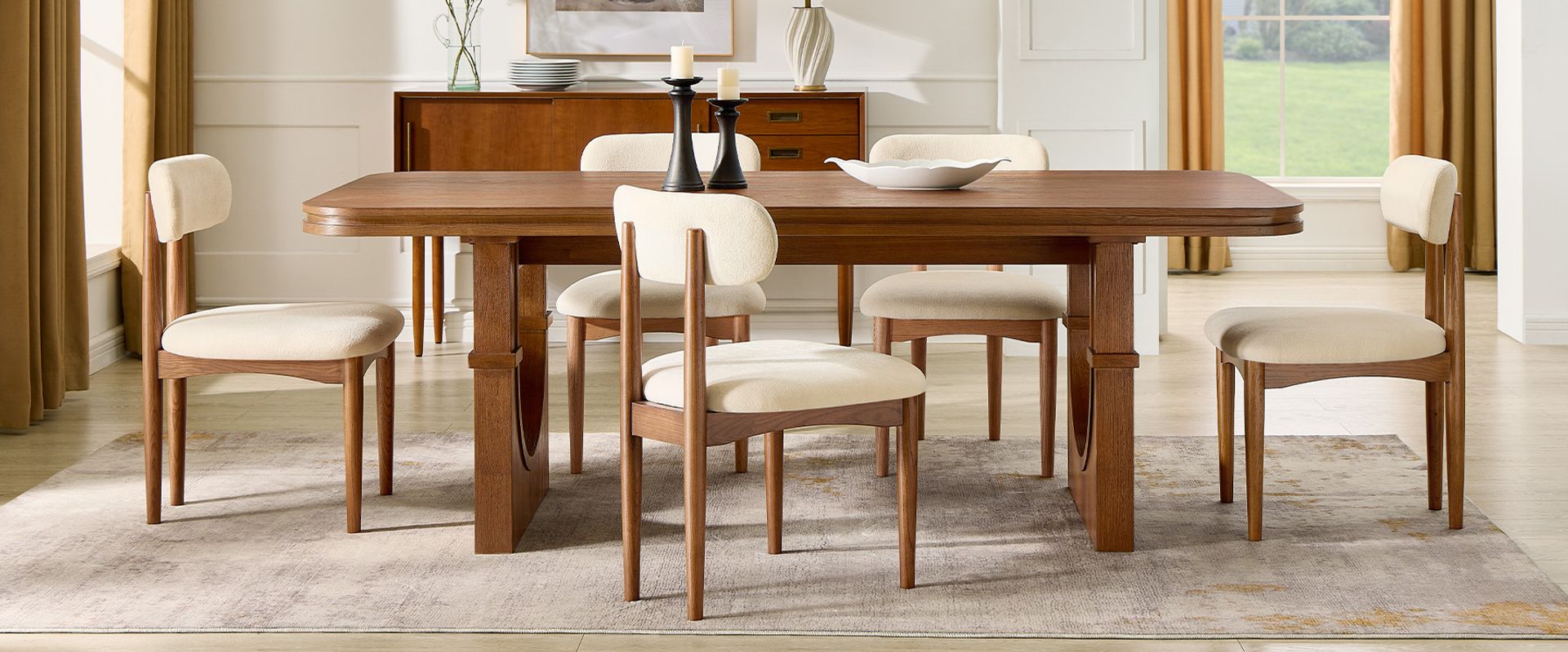 84 Inch Solid Wood Dining Table for Dining Room