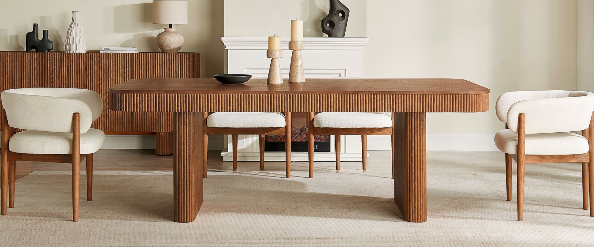 84 Inch Solid Wood Dining Table for Dining Room