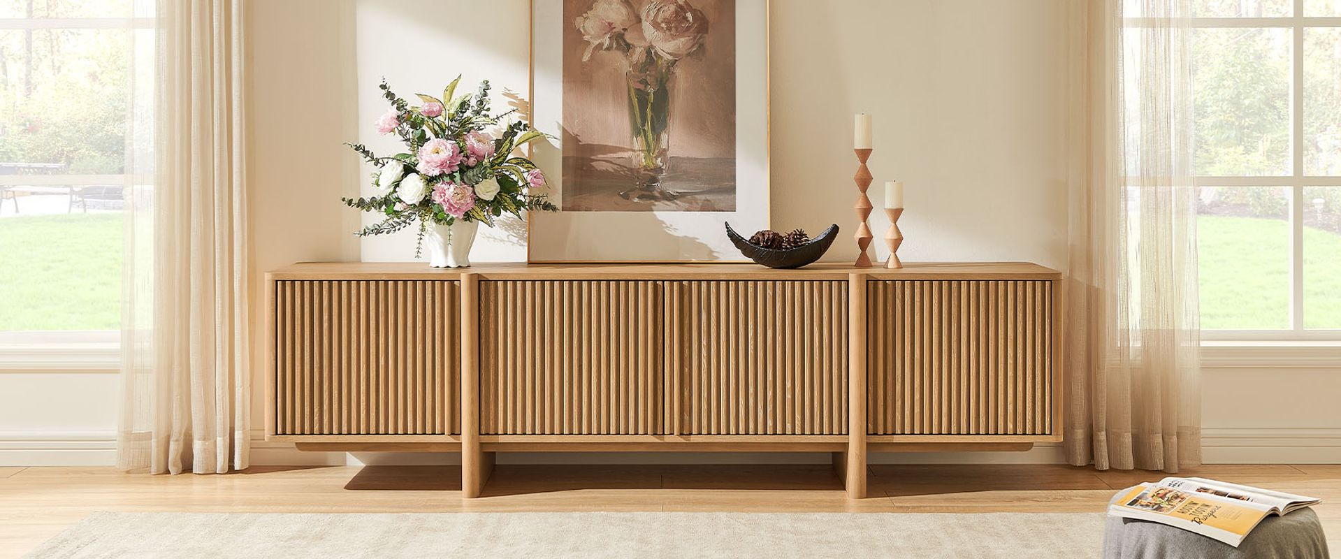 84 inch Ash Wood TV Stand