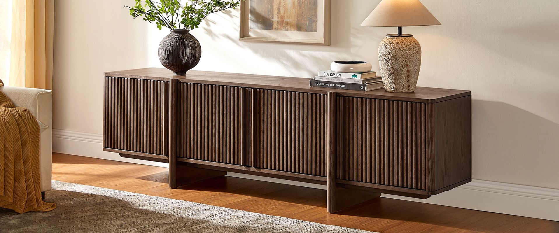 84 inch Ash Wood TV Stand