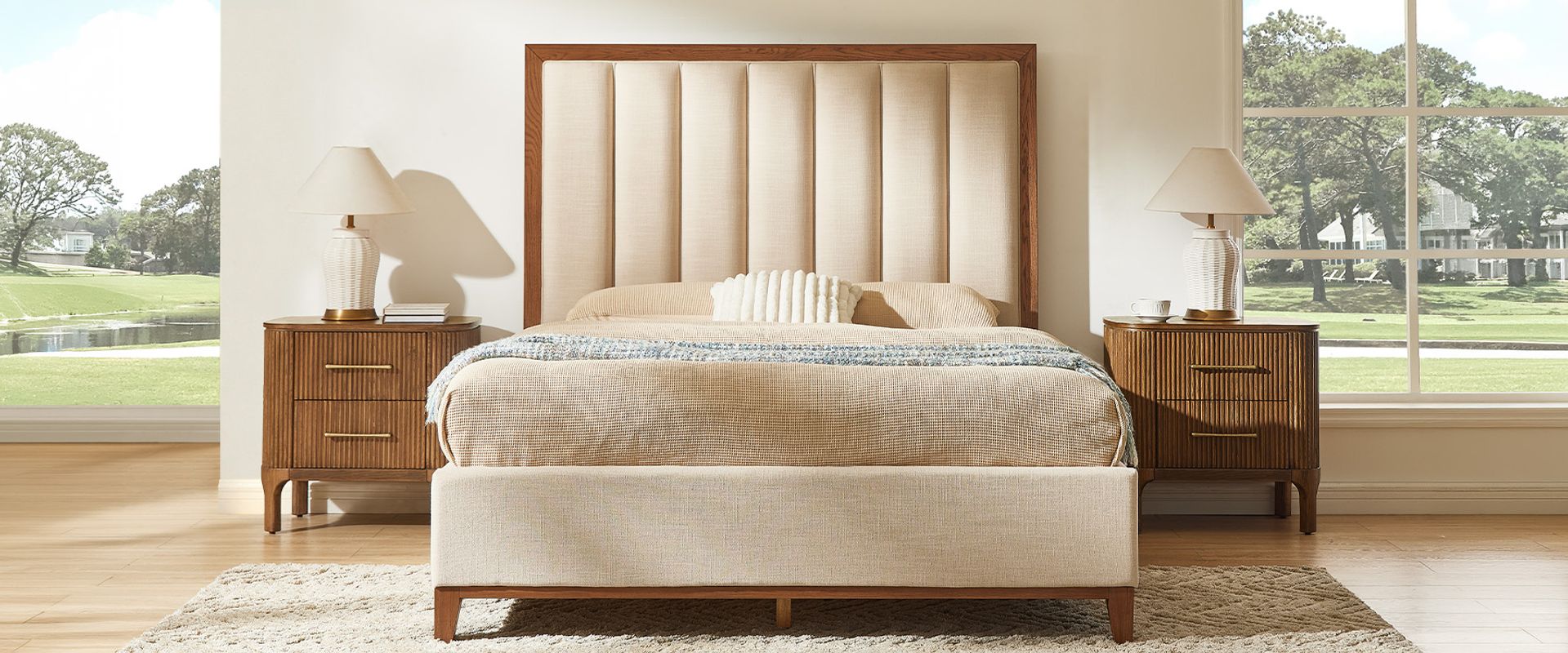 bed with headboard