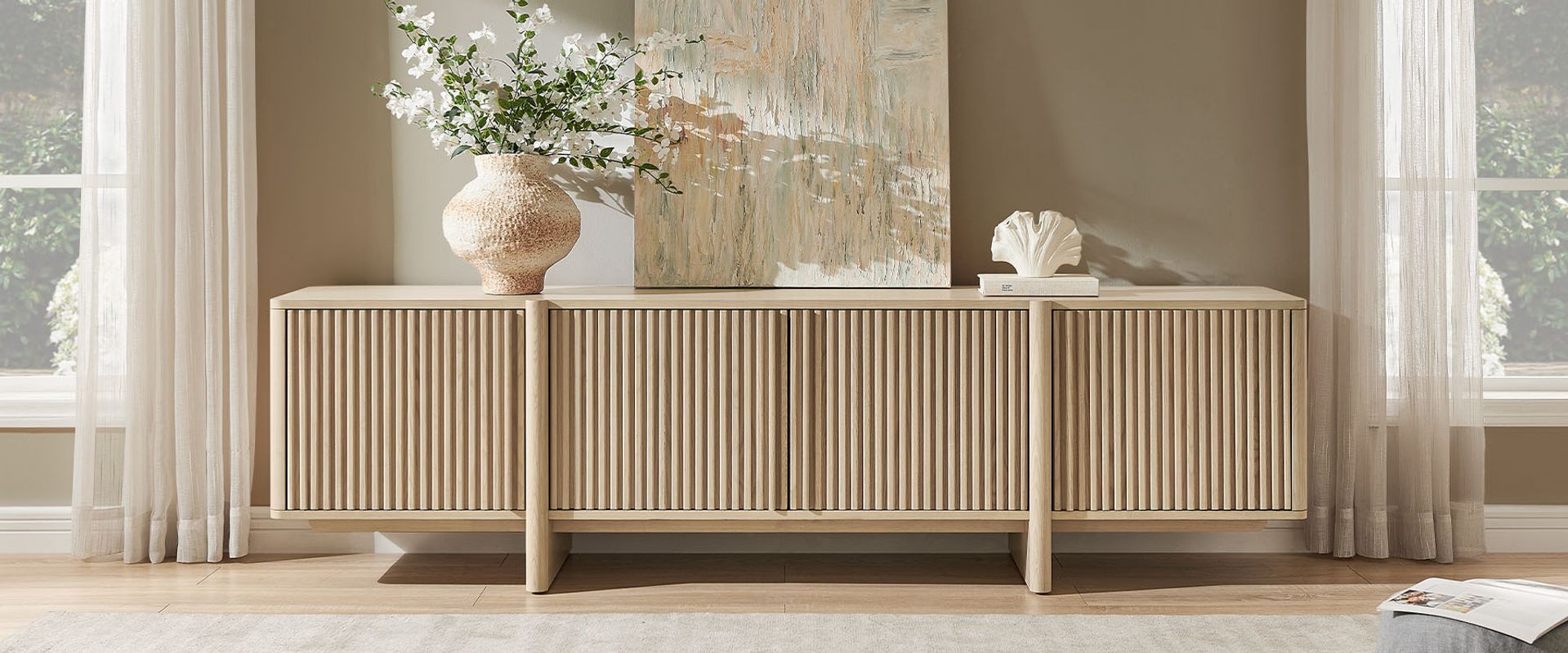 84 inch Ash Wood TV Stand