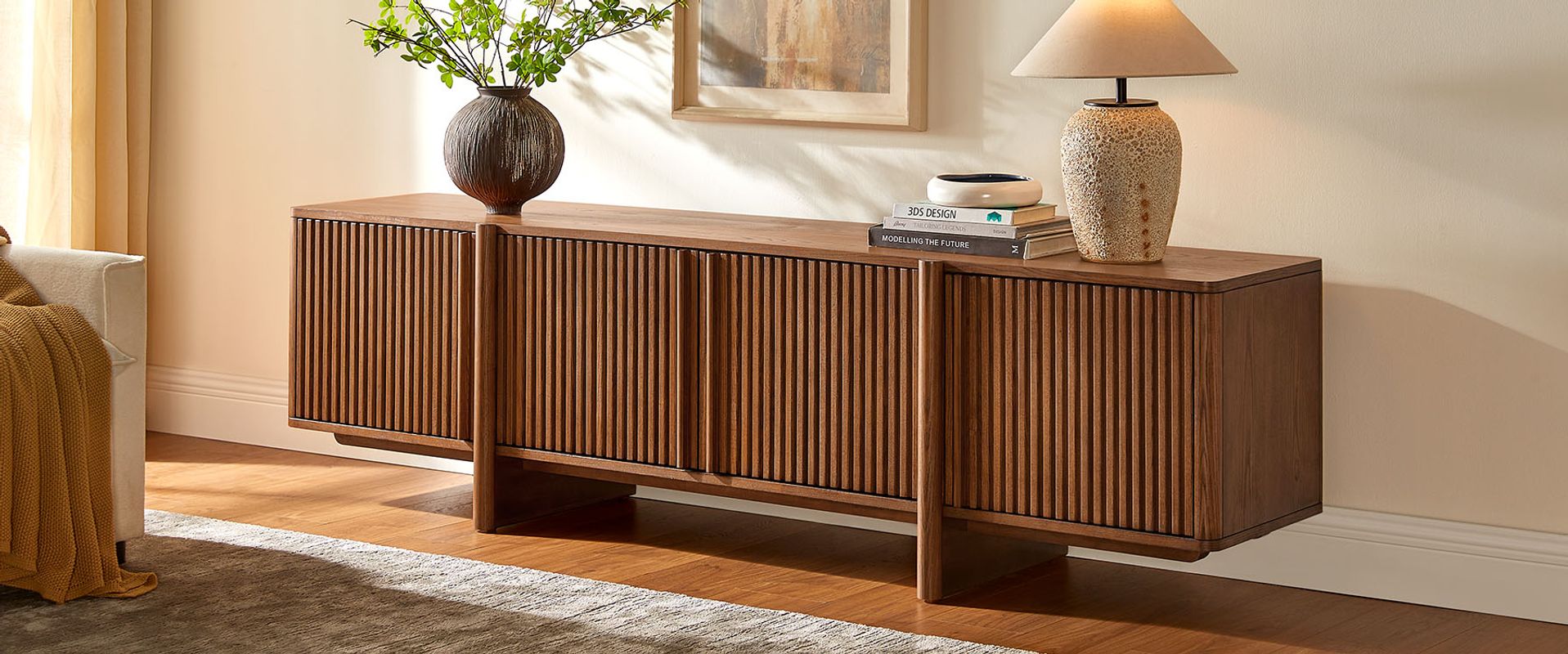 84 inch Ash Wood TV Stand