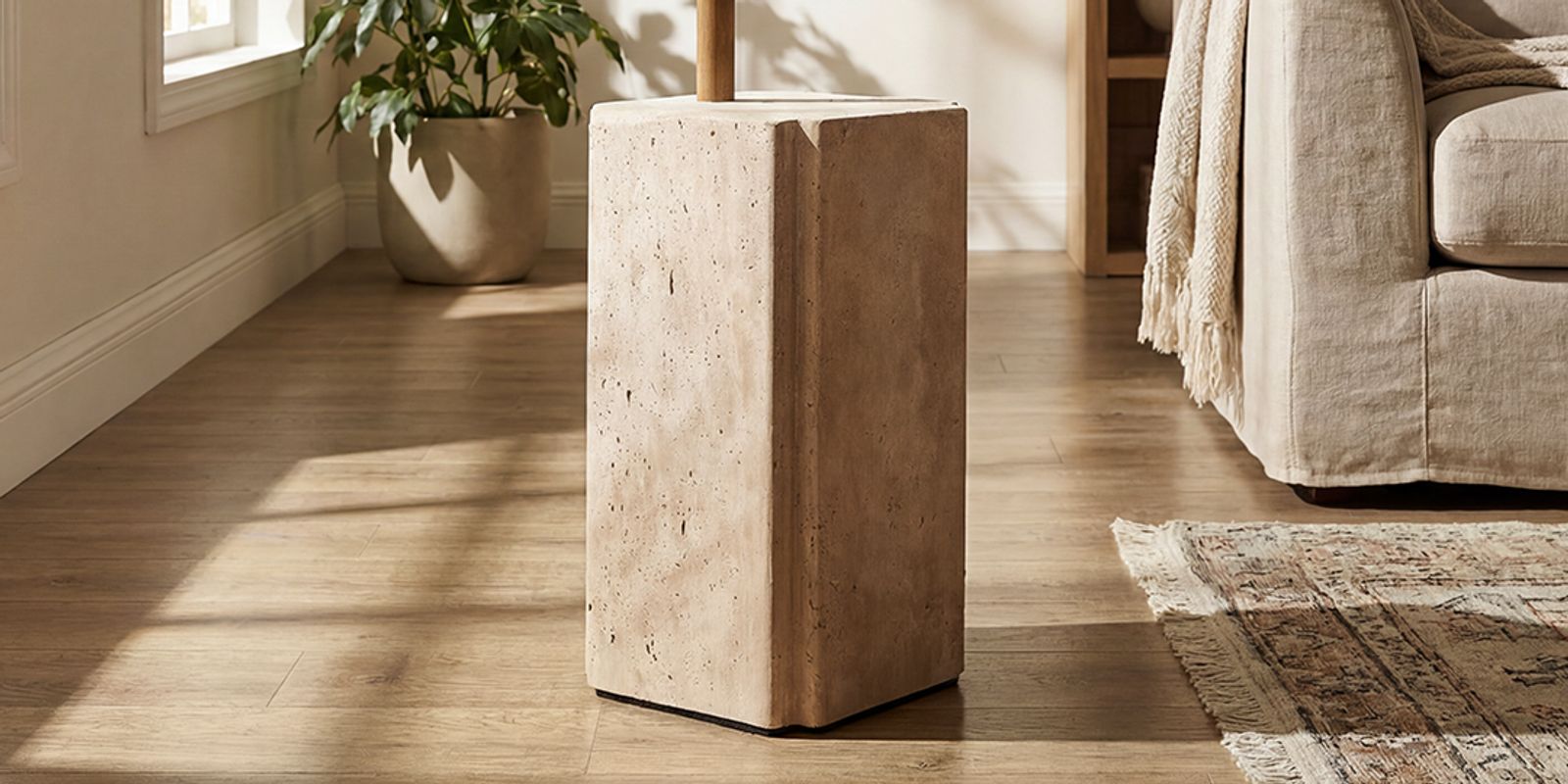 travertine base floor lamp