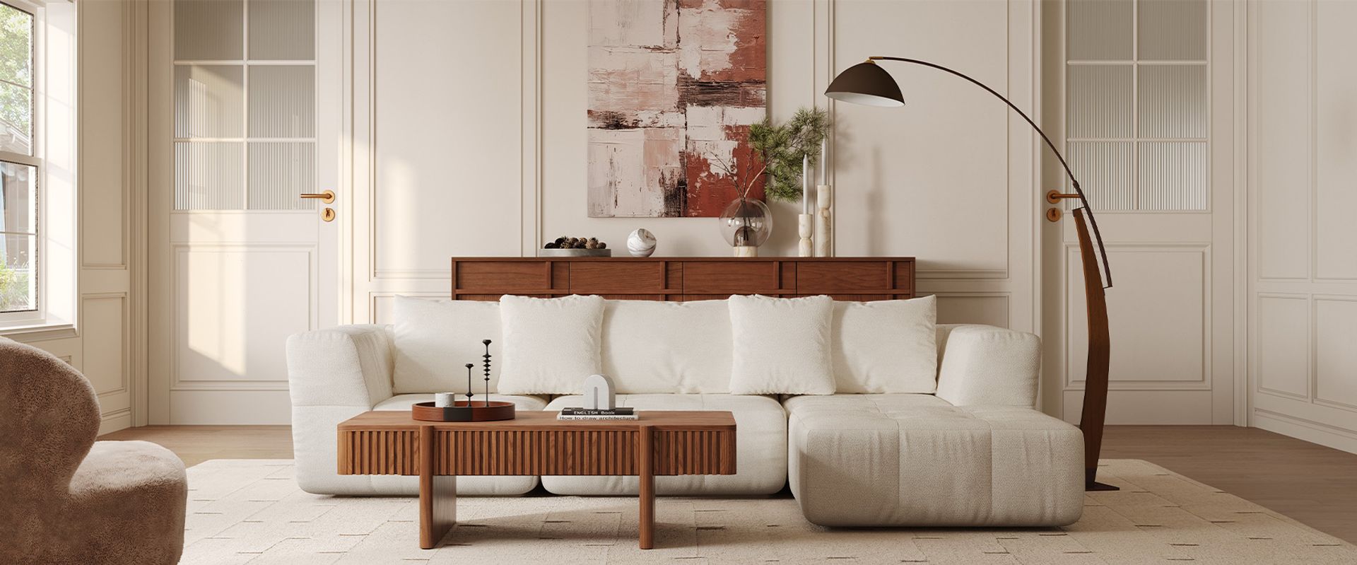 arc wooden floor lamp
