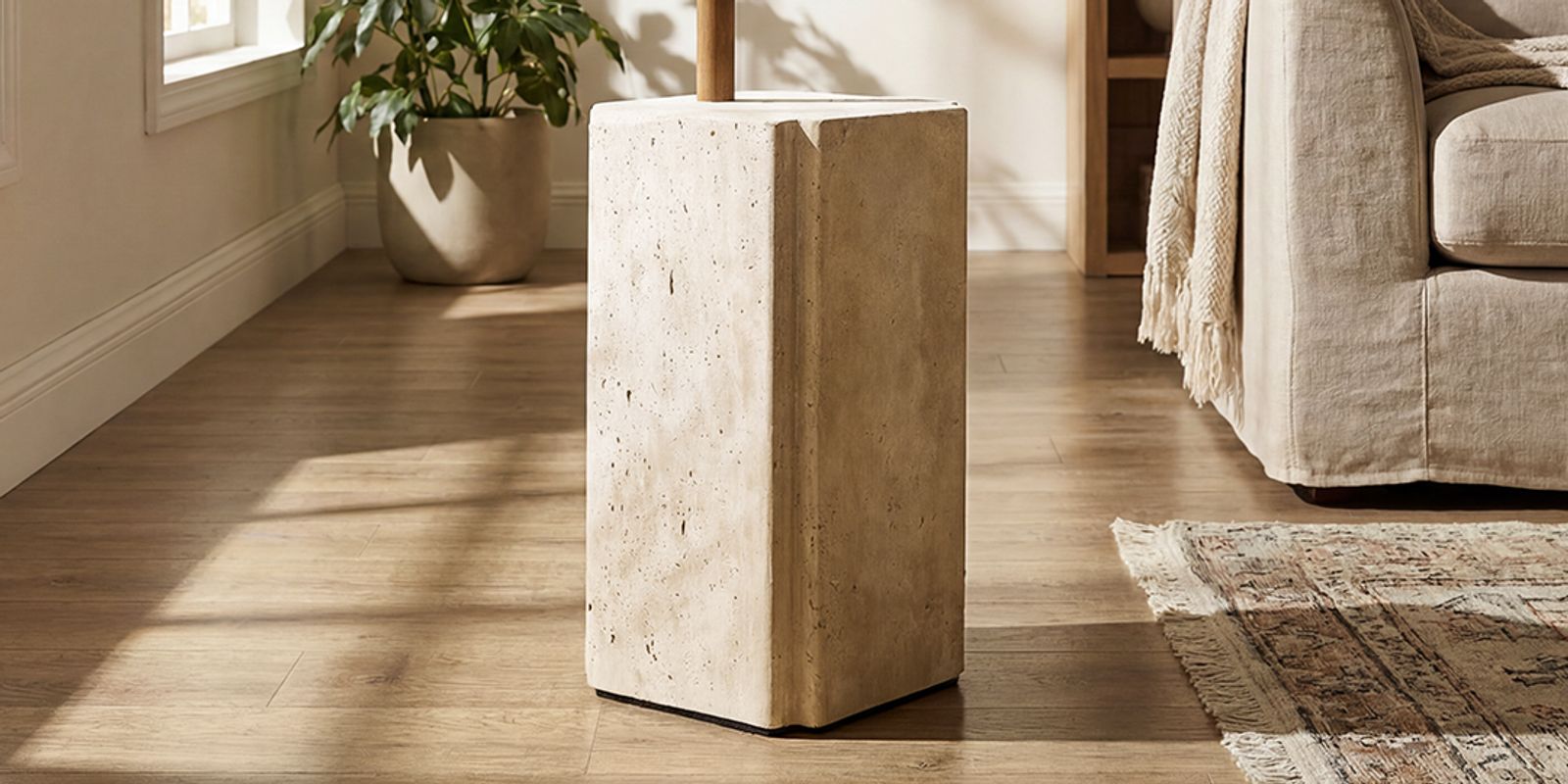 travertine base floor lamp
