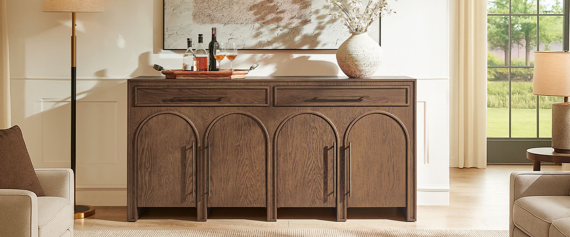 arched sideboard with drawers