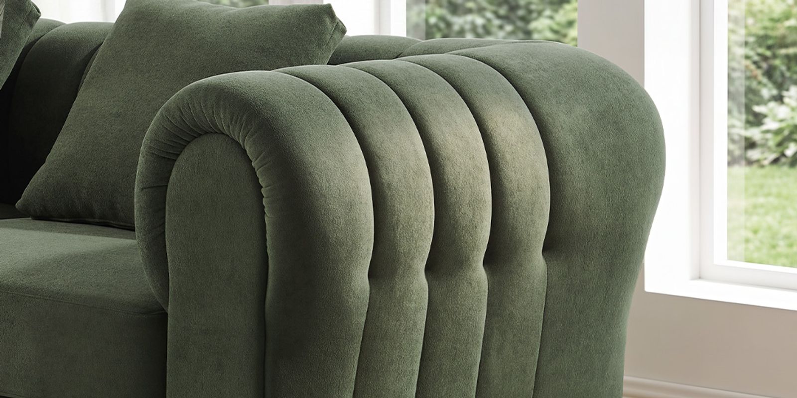 Channel Tufted Back & Rounded Rolled Arms