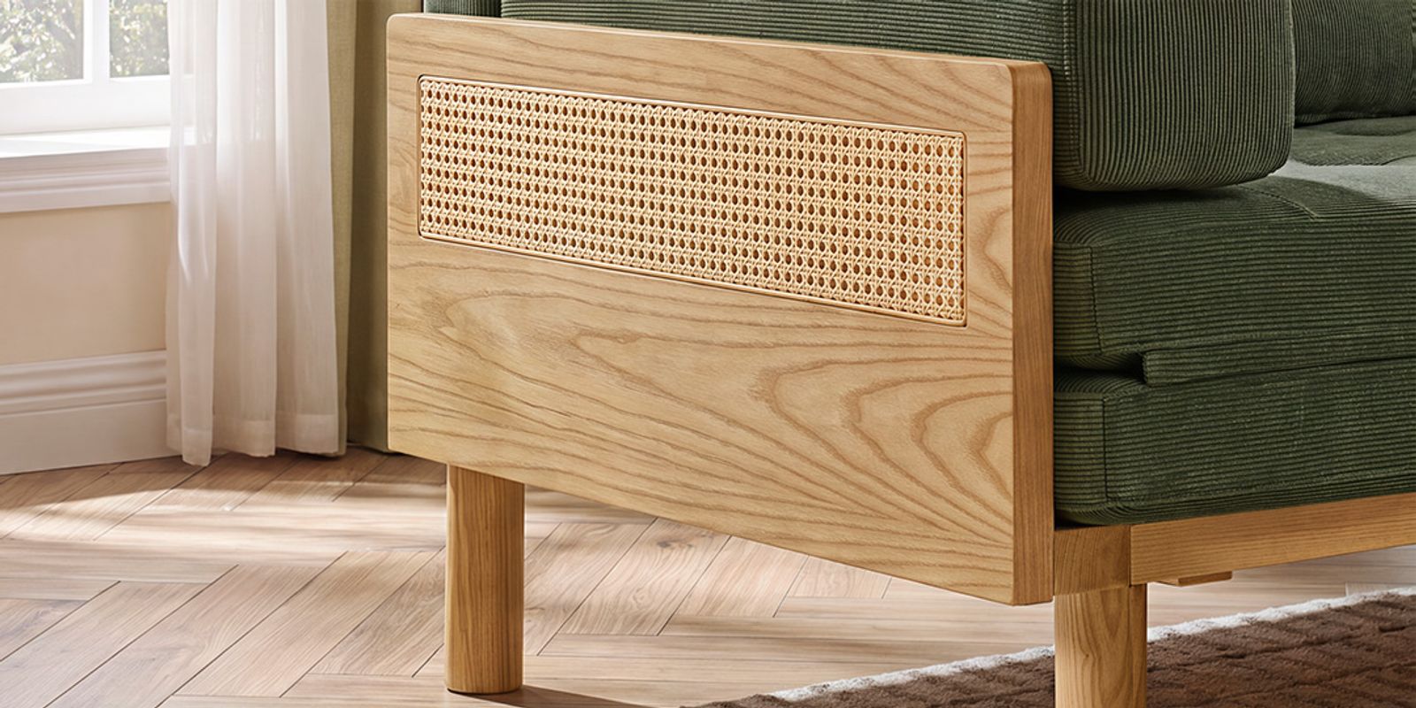 Natural Solid Wood Rattan Side Frame