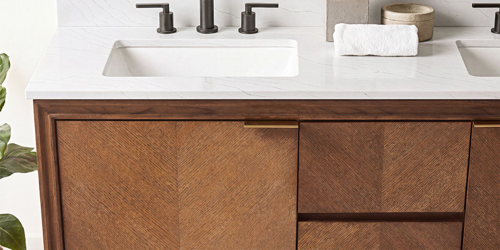 Geometric Parquet Pattern & Sleek Hardware