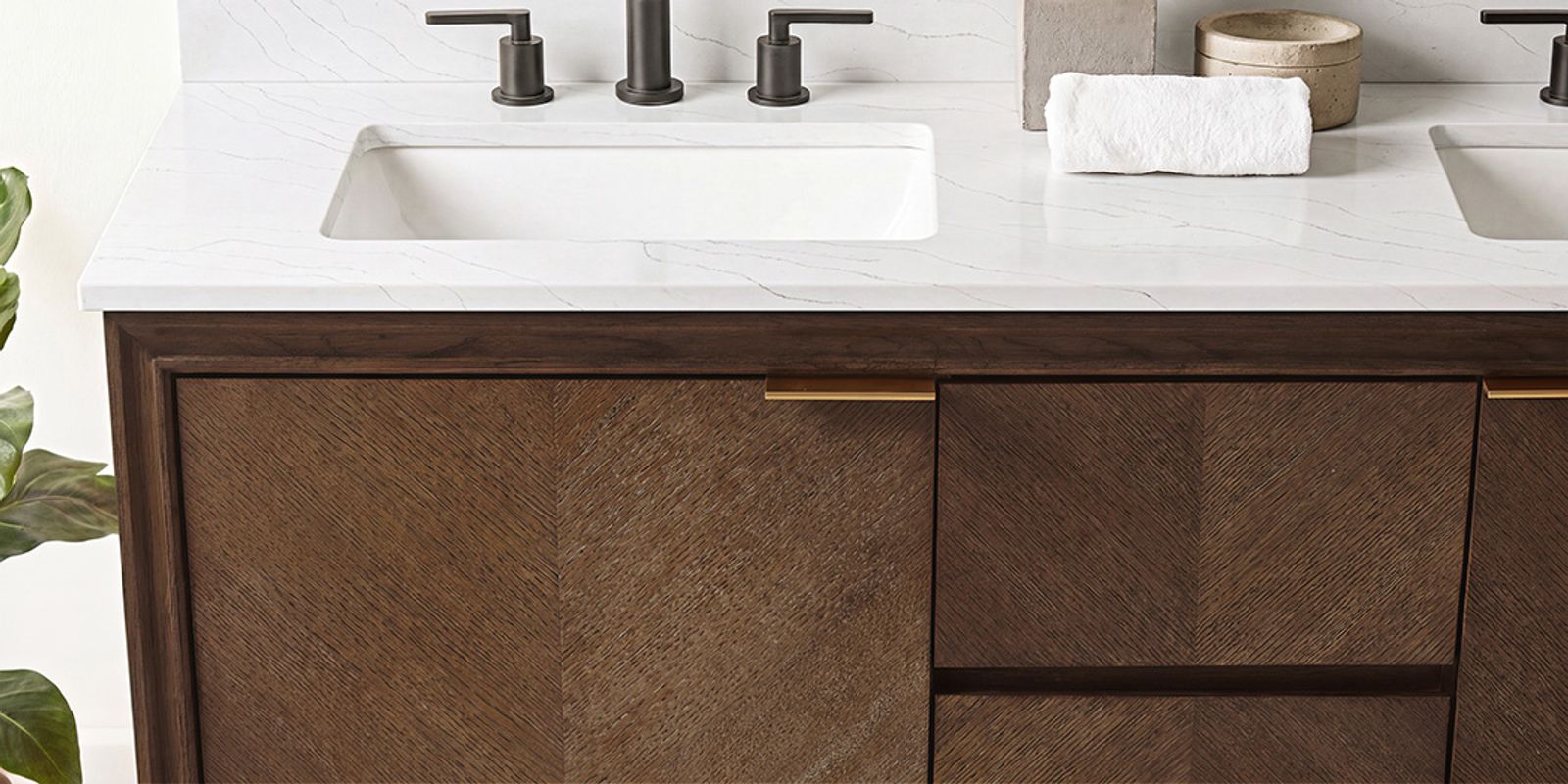 Geometric Parquet Pattern & Sleek Hardware