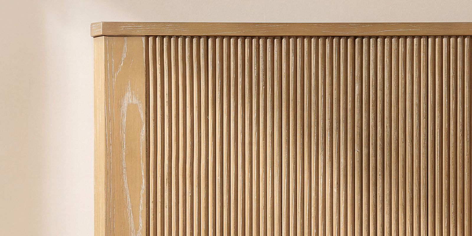 Textured Fluted Headboard with Cerused Ash Frame