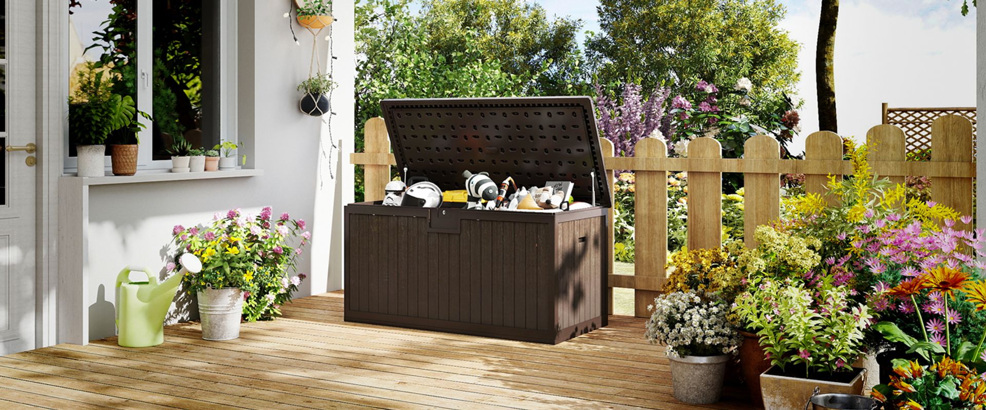 150 gallon resin large deck box