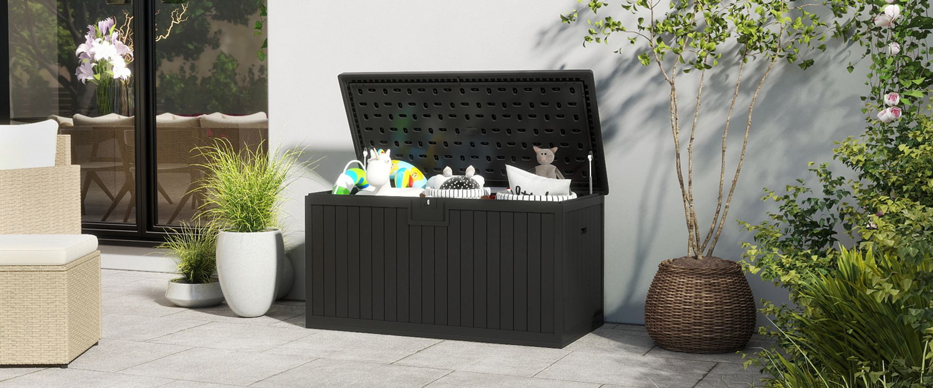 150 gallon resin deck box