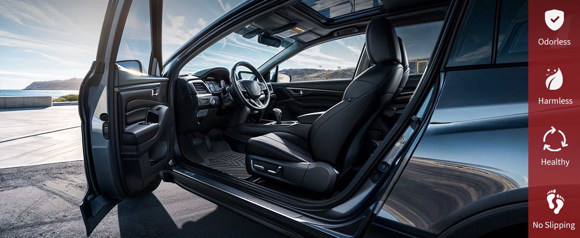 Full Set Floor Mats for 2024 2025 Tesla Model 3 Highland, Includes 2 Rows & Cargo Liner, All-Weather TPE Front, Rear & Cargo Mats Accessories