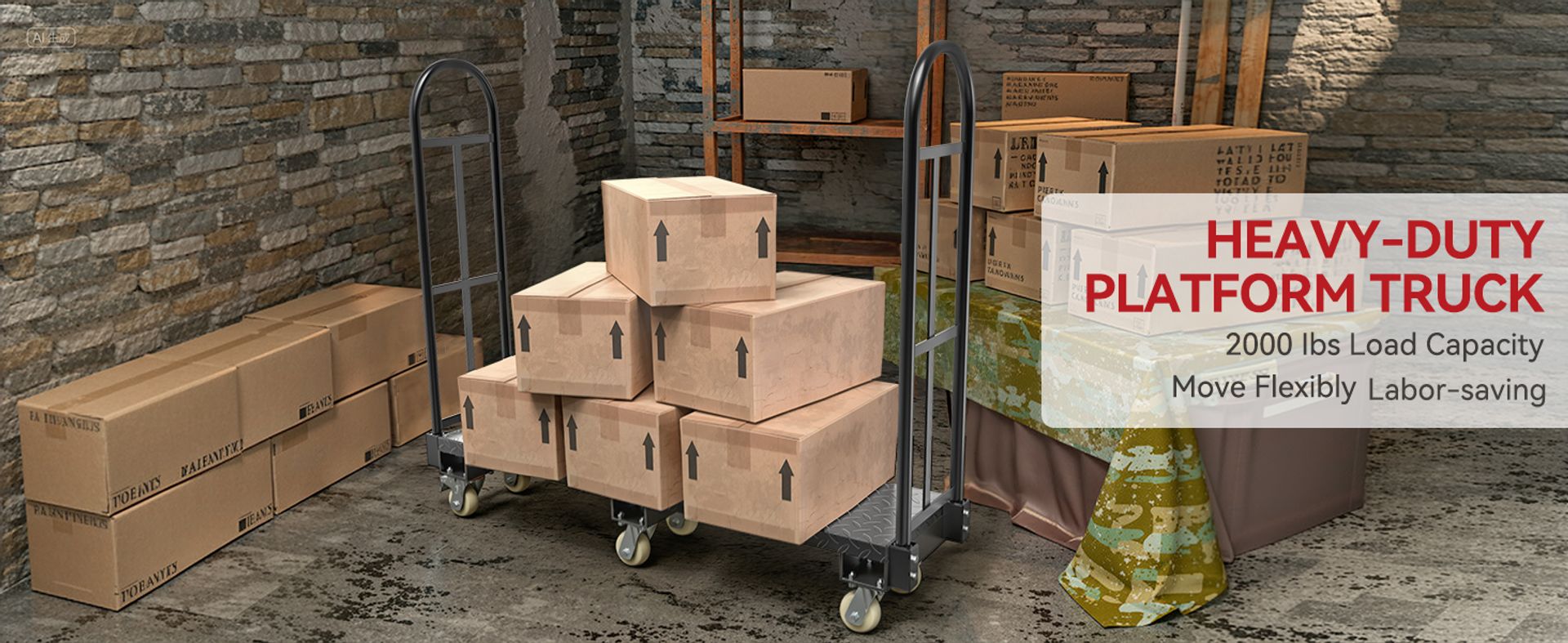 U-Boat truck, platform dolly, narrow aisle cart, heavy duty dolly, warehouse cart, 2000 lb capacity, industrial trolley, YITAMOTOR