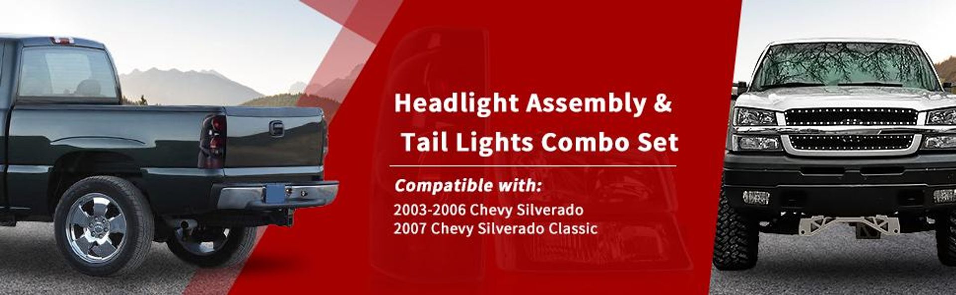 2003-2006 Chevy Silverado 1500 2500 2500HD Headlight + Smoke Tail Light Pair