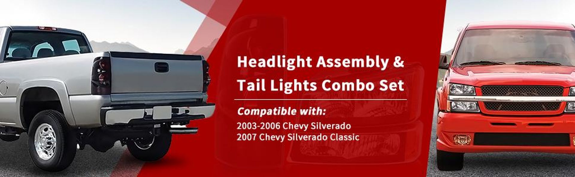2003-2006 Chevy Silverado 1500 2500 Black Headlights + Smoke Tail Lights Set