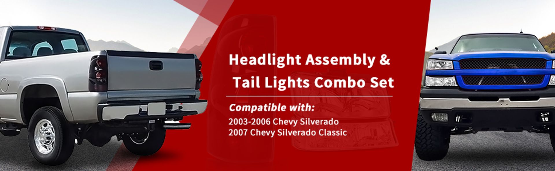 2003-2006 Chevy Silverado 1500 2500 3500 Chrome Headlights + SMOKE Tail Light Set