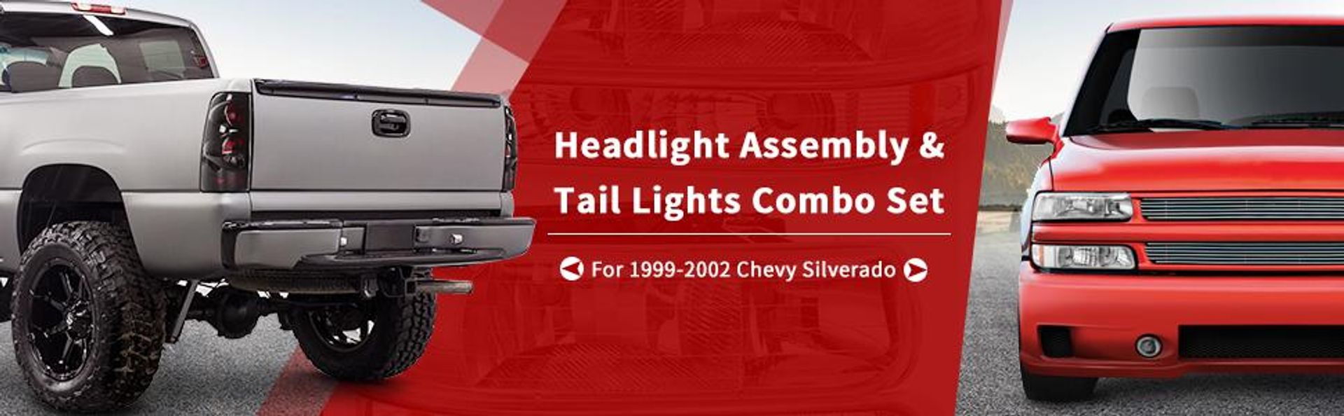 Headlight Assembly & Taillights Combo Set for 1999-2002 Chevrolet Silverado 1500/2500 