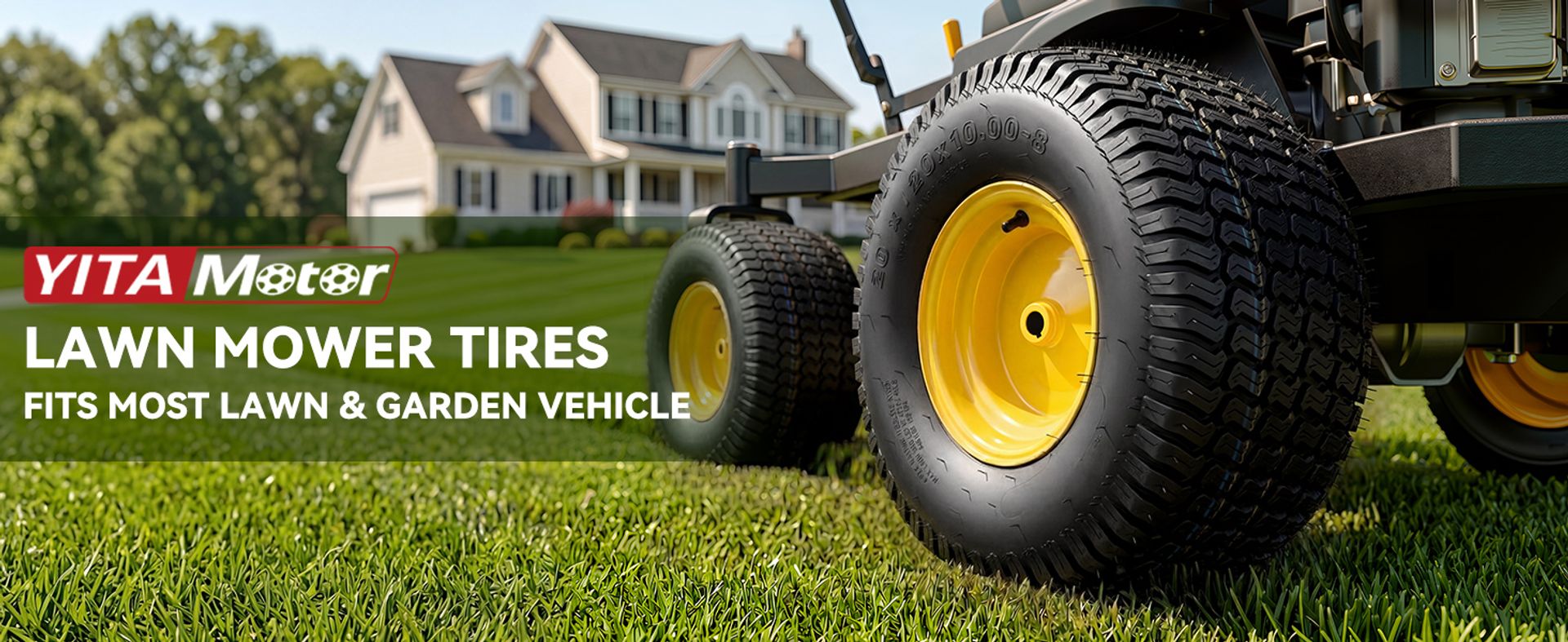 20x10.00-8 lawn mower tires, 4 ply tubeless wheel assembly, 3/4 inch bore, 3/16 keyway, garden tractor tires, yitamotor