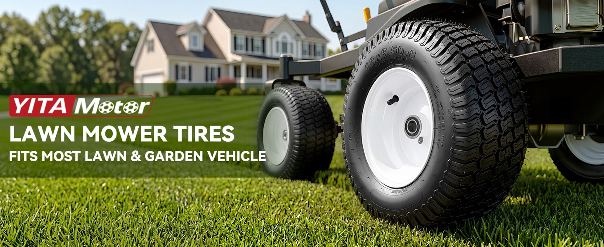 16x6.50-8 lawn mower tires, centered hub wheel assemblies, 4 ply front tires, 3/4 inch bushings, riding mower tires, garden tractor wheels, YITAMOTOR