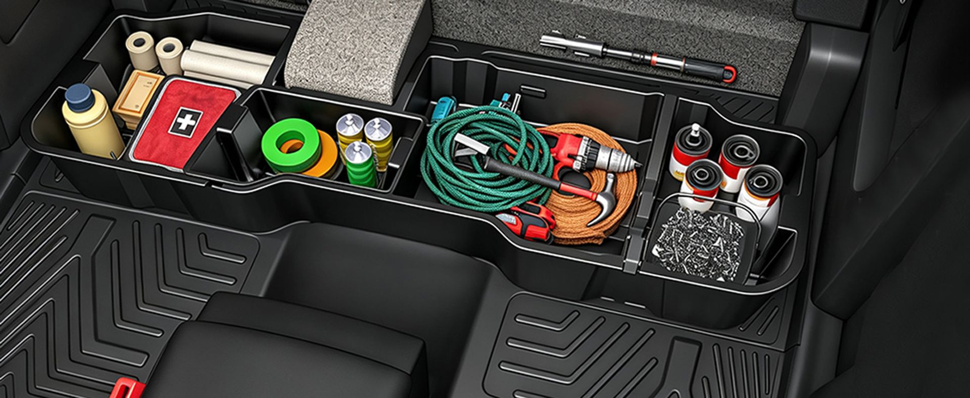 Fits to 2019-2026 Chevy Silverado/GMC Sierra 1500, 2020-2026 Silverado/Sierra 2500HD 3500HD Double Cab & Crew Cab Storage Box.