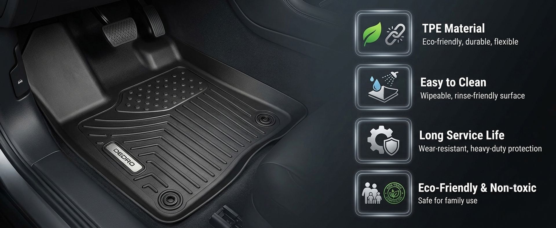 Floor Mats & Cargo Mat Fit for 2018-2024 Chevy Traverse 7 Seats (2nd Row Bucket Seat)