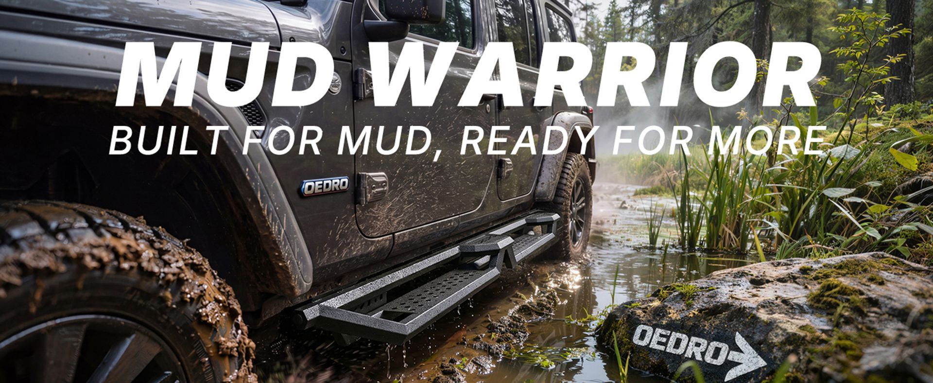 OEDRO Bed Access Running Boards Fits 2018-2026 Jeep Wrangler JL 4 Doors | 6.8" Two Raised Side Steps