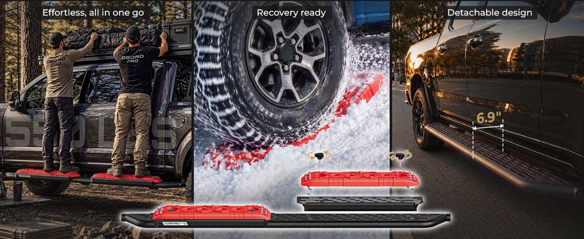 OEDROPRO 2-in-1 Recovery Running Boards Compatible with 2007-2018 Chevy Silverado 1500 Crew Cab