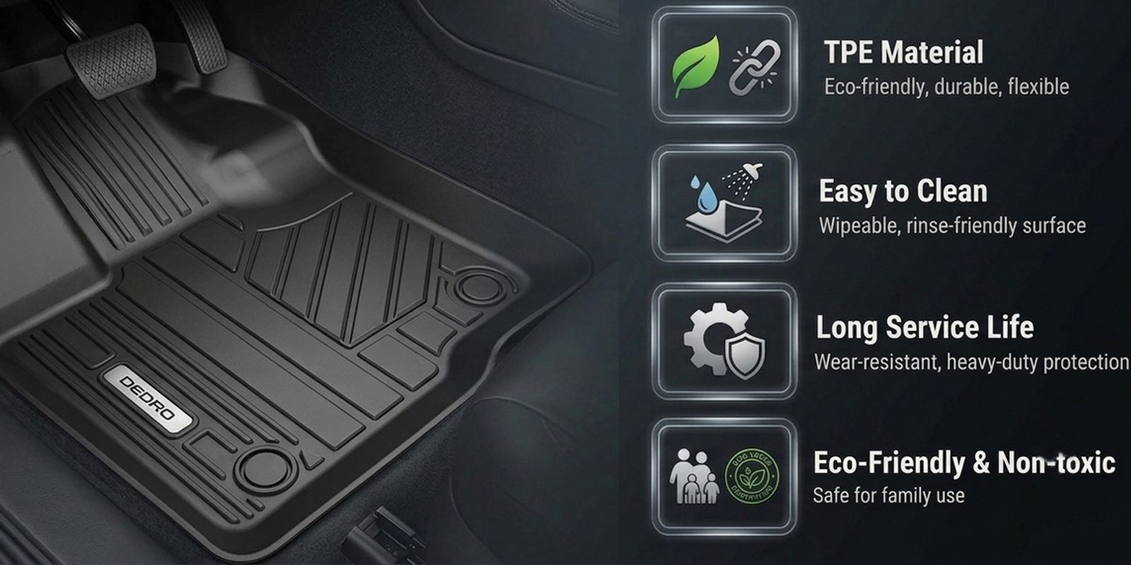 OEDRO Upgraded Floor Mats Fit for 2013-2018 Dodge Ram 1500/2500/3500 Crew Cab,2019-2024 Dodge Ram 1500 Classic Crew Cab,TPE All-Weather,1st and 2nd Ro